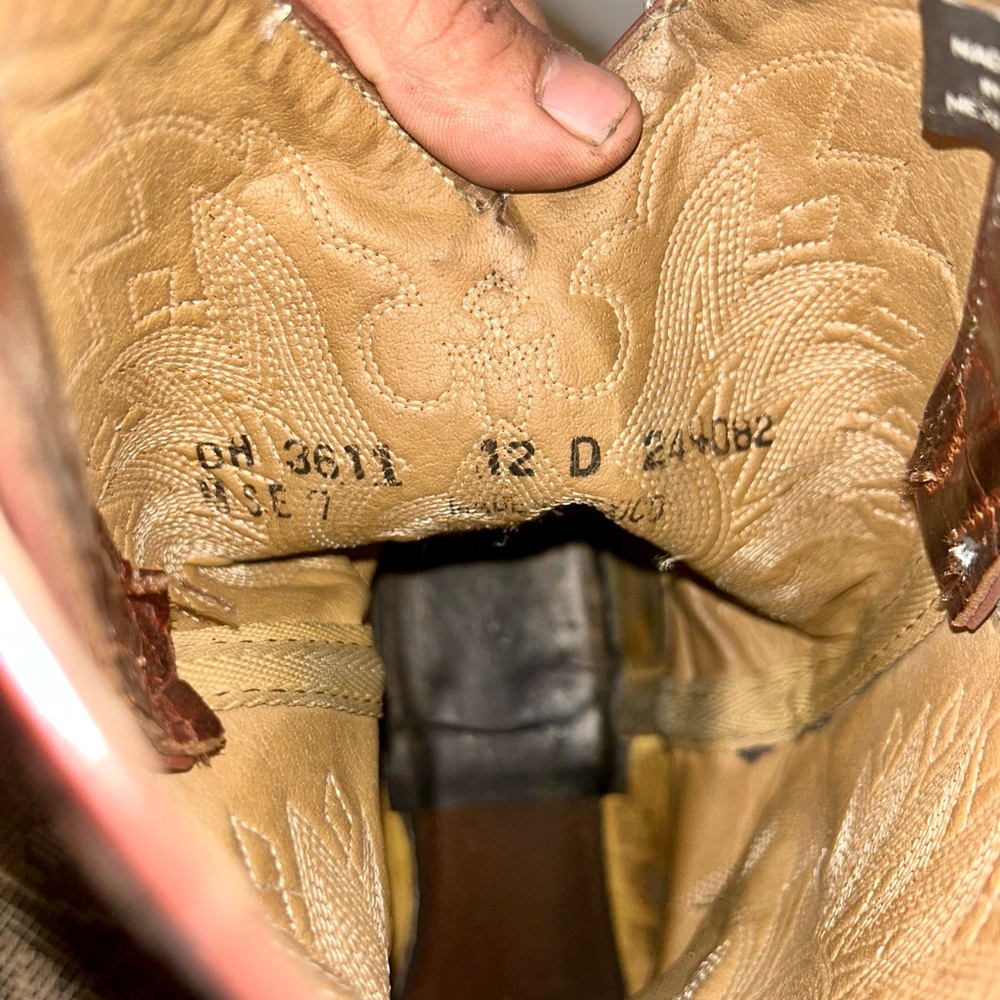 Double H Dark Brown Crocodile Pattern Cowboy Boots - image 4